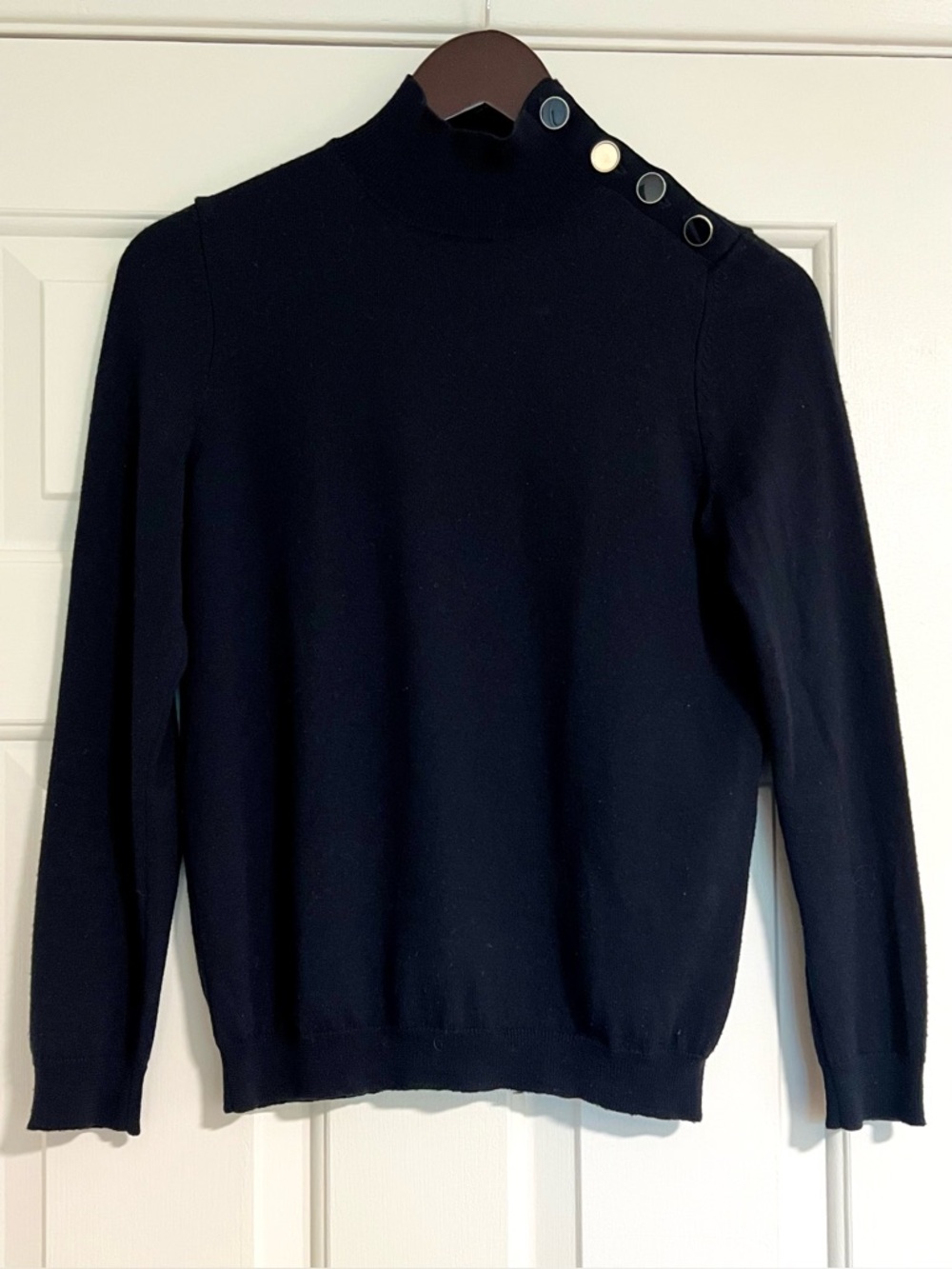 Sezane Jacob Jumper Mock Neck Navy Blue Merino Wool (Size XS)